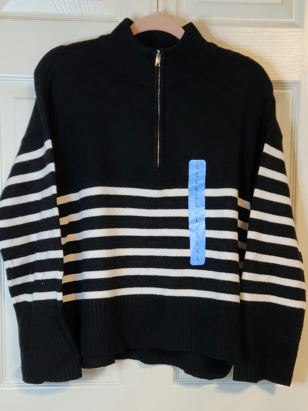 DKNY Black Knit Half-Zip Sweater